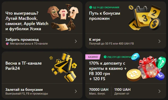 Бонусы в Parik24